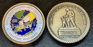 Naval Construction Battalion Center Gulfport Seabee Coin 1.5" Antique Brass Coin