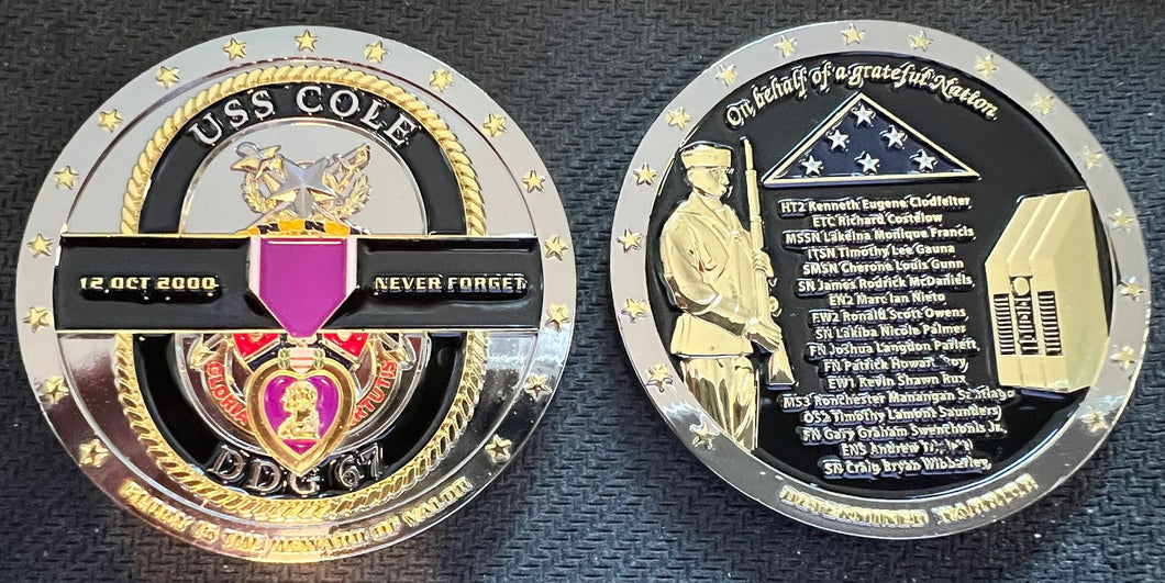 USS Cole Memorial Puple Heart Coin