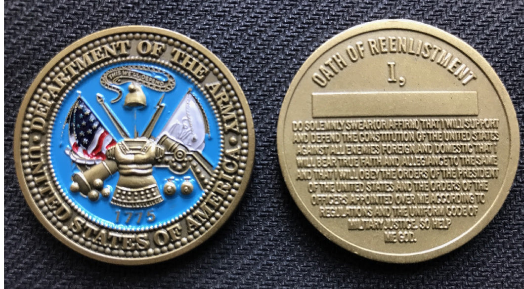 Army Reenlistment Coin 1.5