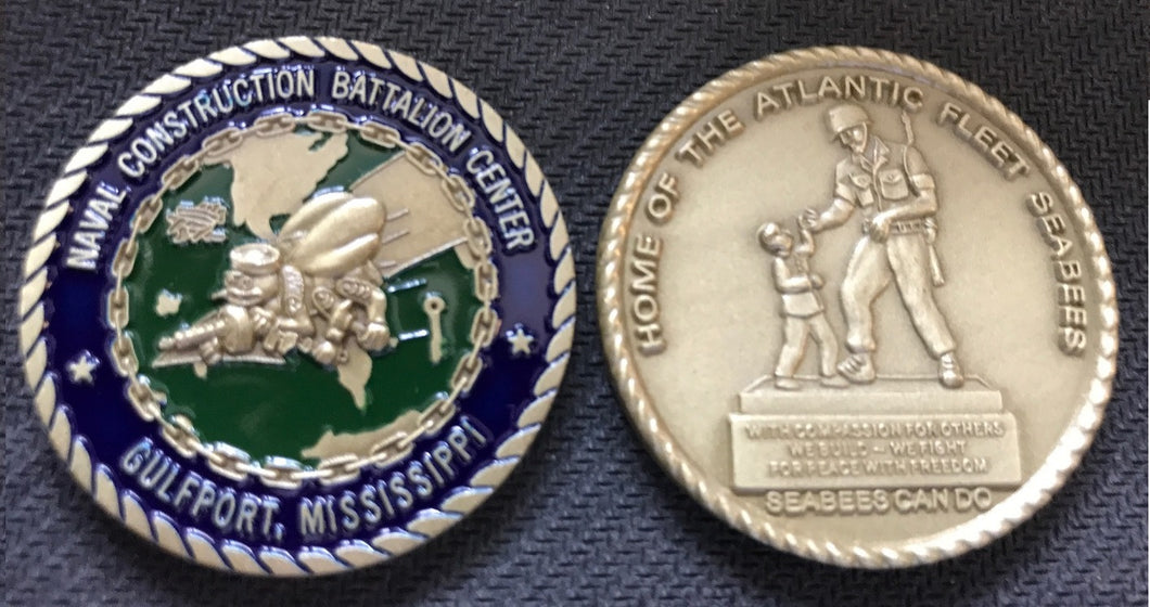 Naval Construction Battalion Center Gulfport Seabee Coin 1.5