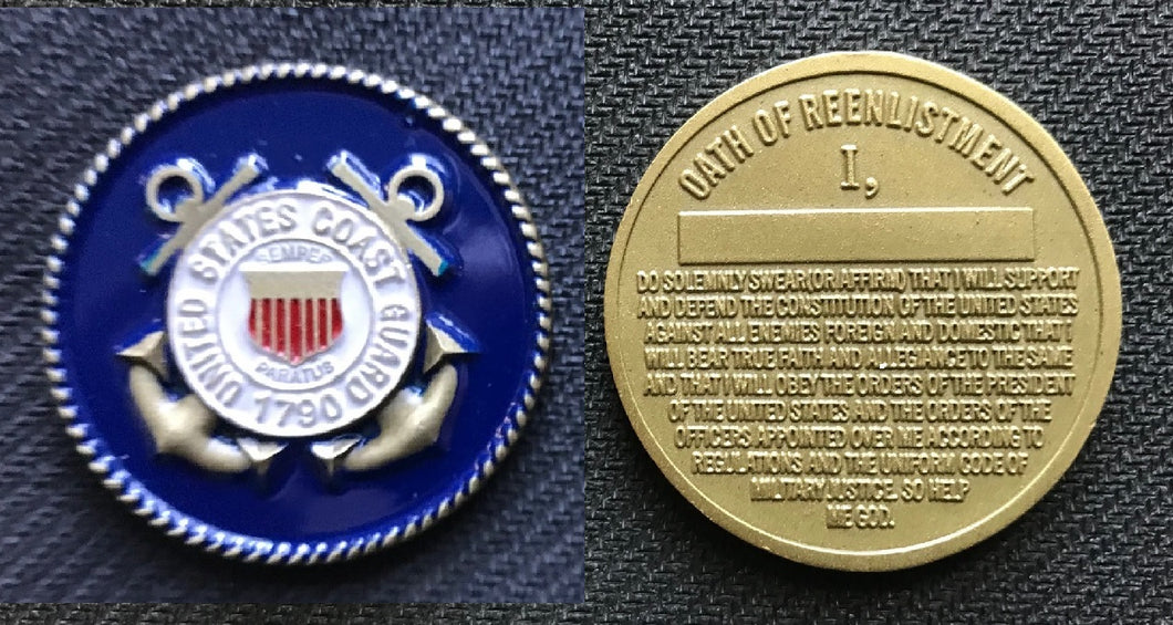Coast Guard Reenlistment Challenge Coin 1.5