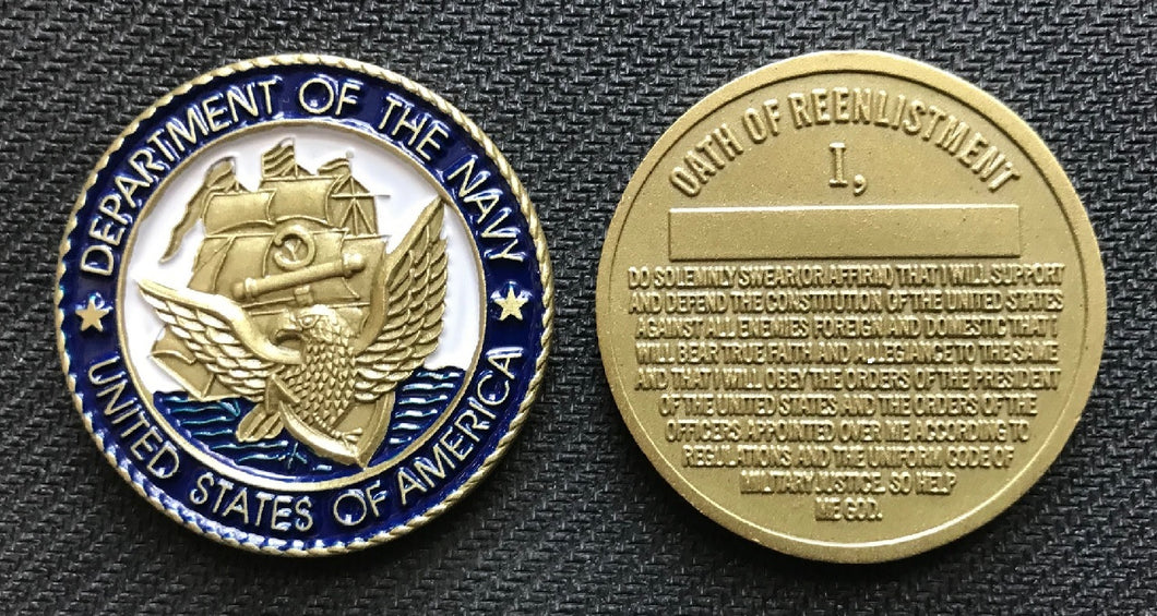 Navy Reenlistment Challenge Coin 1.5