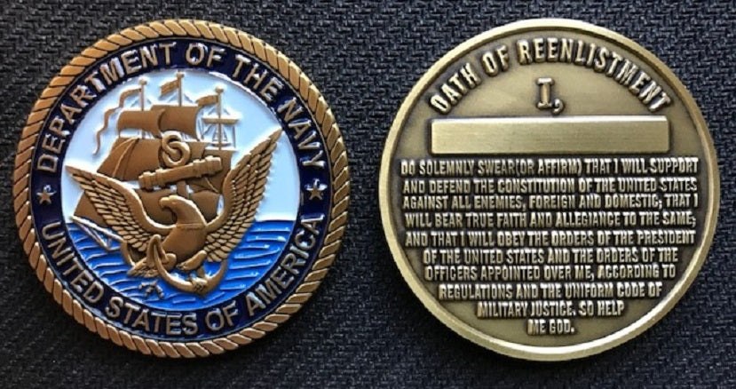 Navy Reenlistment Coin 1.75